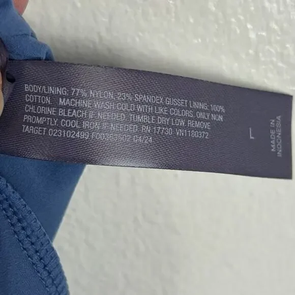 Auden Bodysuit Size Large Low Back High Neck Blue NWT - Picture 5 of 6